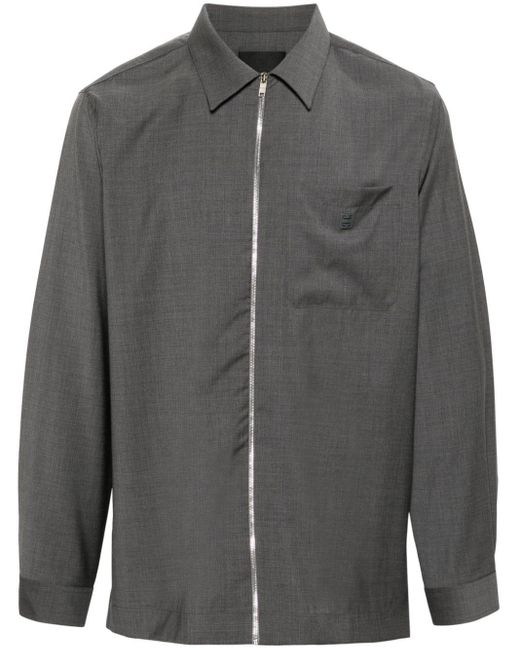 Givenchy Gray Logo-plaque Wool Shirt for men