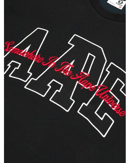 Aape By A Bathing Ape Black Logo-Embroidered T-Shirt for men