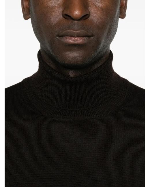 Tagliatore Black Roll-Neck Long-Sleeve Sweater for men