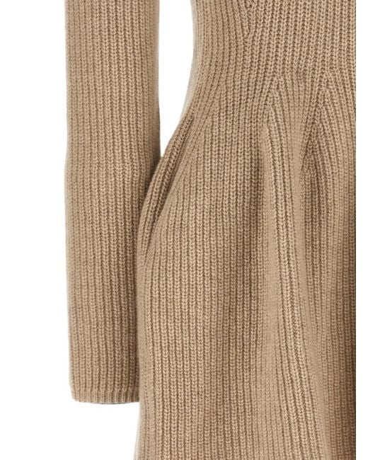 Magda Butrym Natural Ribbed-Knit Cashmere Mini Dress