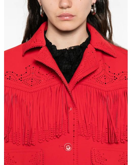 Ermanno Scervino Red Veste Frangée À Découpes