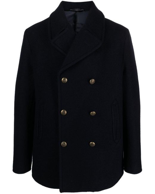 Circolo 1901 Blue Notched-lapels Virgin Wool Double-breasted Coat for men