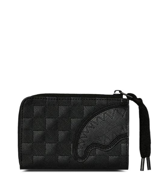 Sprayground Black Check Shark-Mouth Wallet for men