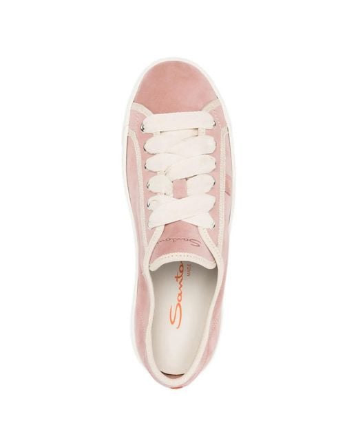Santoni Pink Suede Sneakers