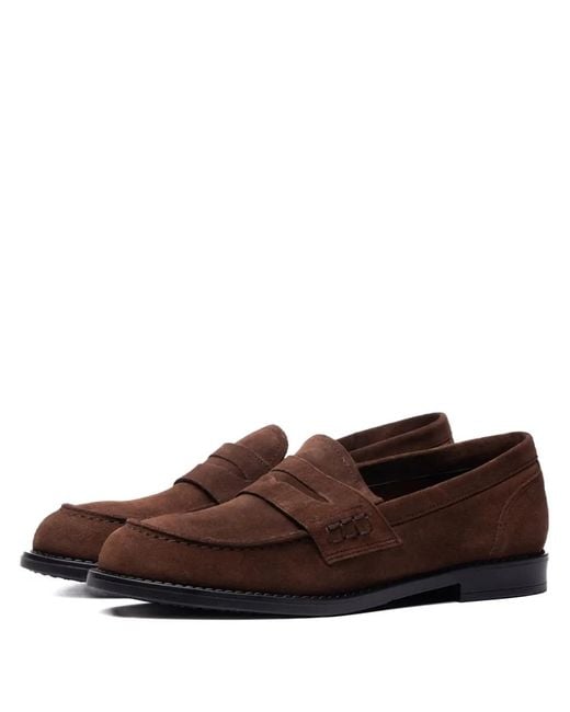 Poche Paris Brown Mocassins En Daim À Bout Rond