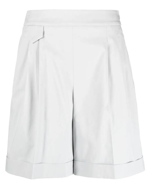 Eleventy White Cotton-Blend Tailored Shorts
