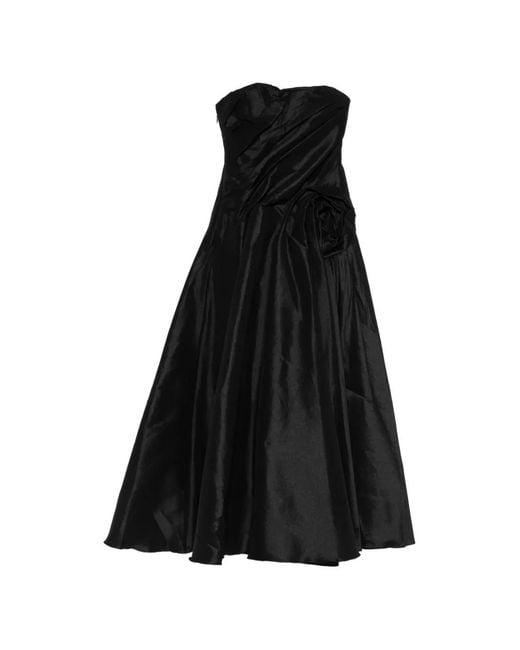 Acler Black Rosette Midi Dress