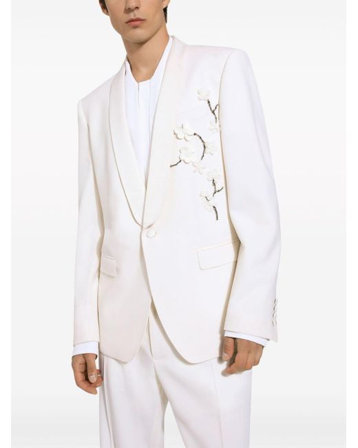 BLAZER CON APPLICAZIONE di Dolce & Gabbana in White da Uomo