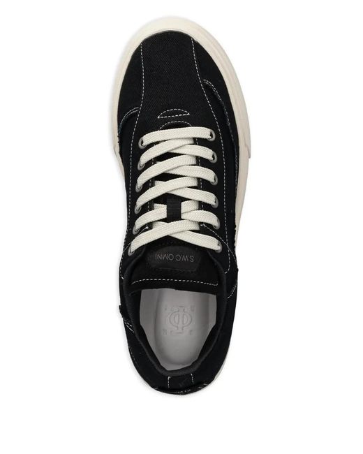 Stepney Workers Club Black Contrast-Stitching Sneakers for men