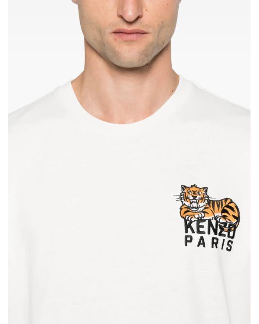 T-Shirt Happy Tiger En Coton KENZO pour homme en coloris White