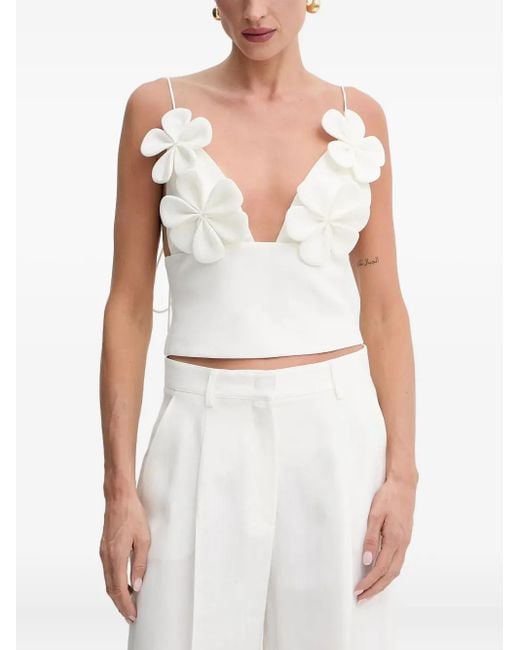 Bardot Top Met Bloemenpatch in het White