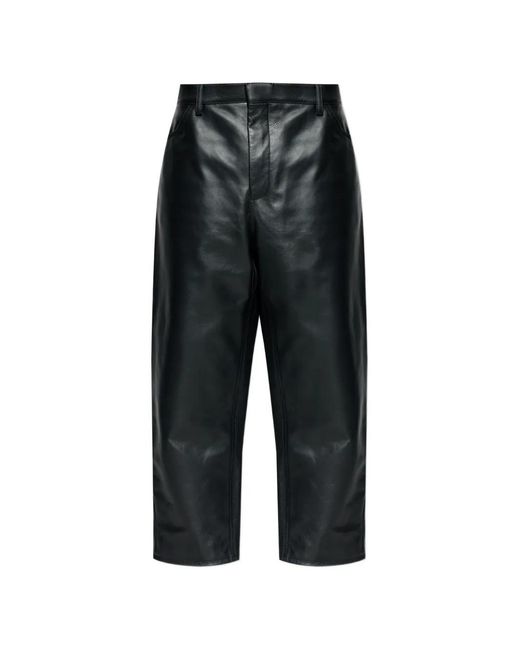 Jil Sander Black Leather Pack-Pocket Trousers for men