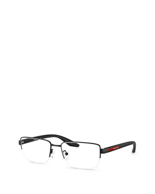 Prada Linea Rossa White Rectangle-Frame Glasses for men