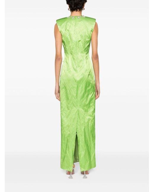 Huishan Zhang Green Shirin Satin Gown - Women's - Inox/cotton/cupro/polyamideglass