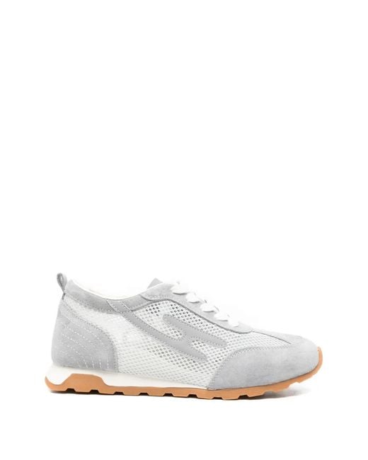 SERGIO MORETTI FIRENZE White Mesh-Panelled Suede Sneakers