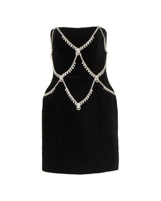 Costarellos Black Novee Velvet Crystal-Embellishment Mini Dress