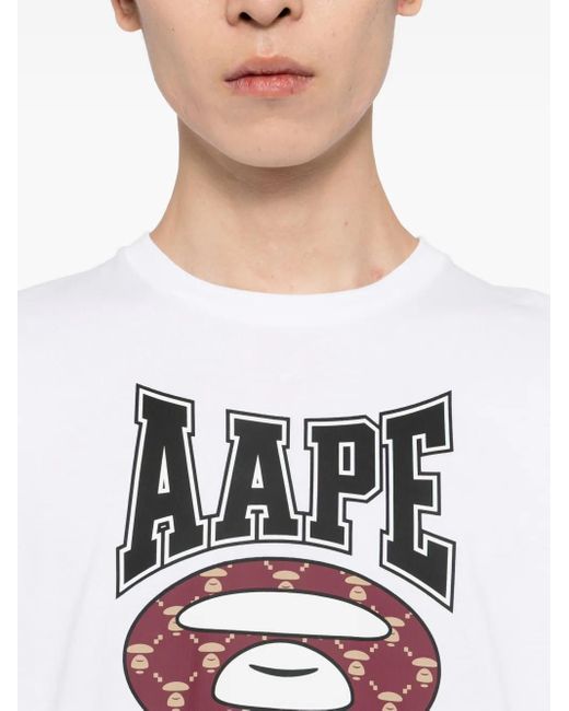 Aape By A Bathing Ape T-Shirt Met Logoprint in het White voor heren