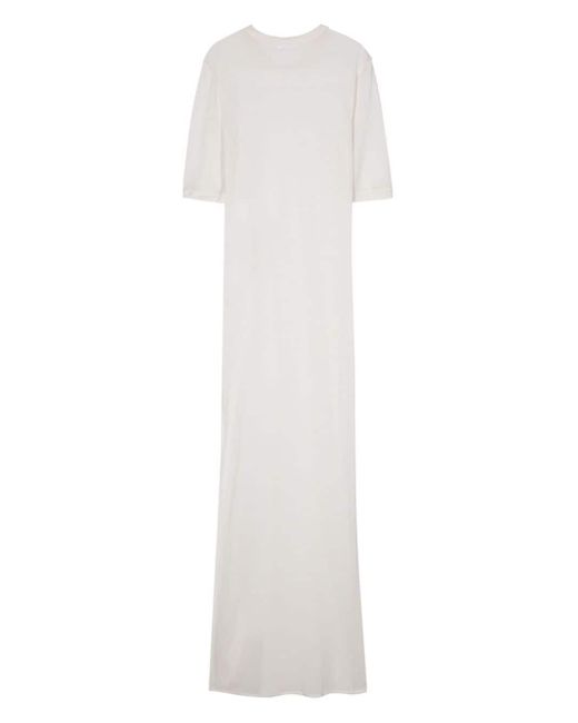 AMI White Fine-Knit Sheer Maxi Dress