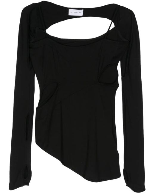 Post Archive Faction PAF Black Cut-Out Detail Asymmetric Top