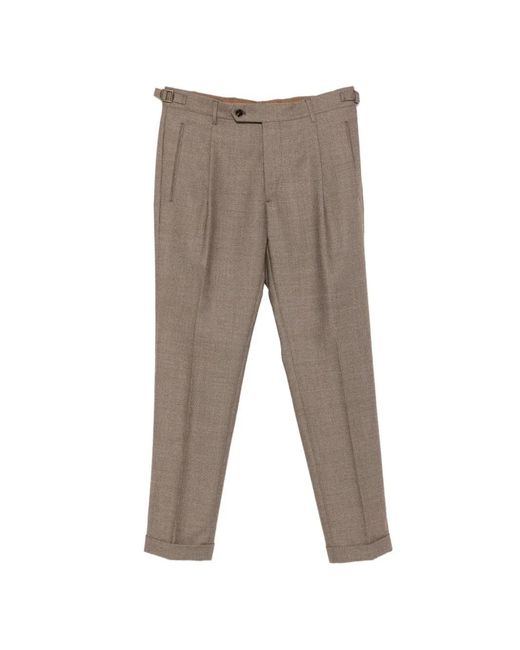 Berwich Gray Pleated Wool Trousers for men