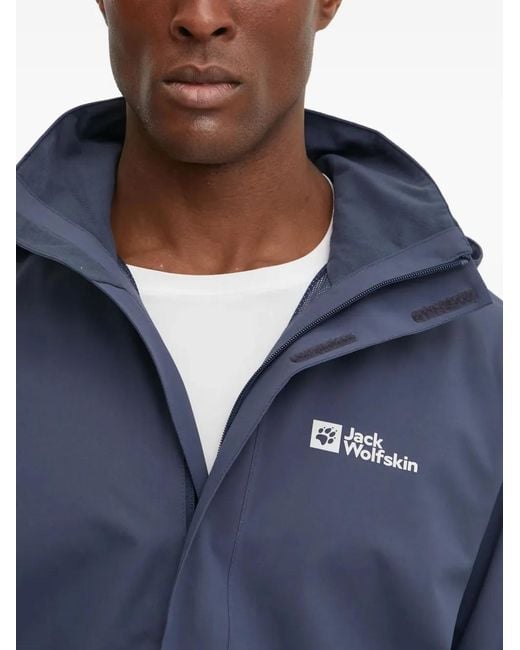 Jack Wolfskin Blue Trailtime Hooded Zip-Fastening Performance Jacket for men