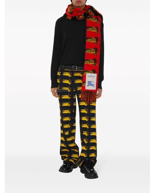 Burberry Ekd Intarsiaknit Scarf in Red Lyst