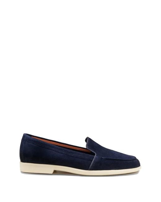 Santoni Blue Round-Toe Loafers