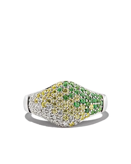 Tom Wood Green Gradient Crystal-Embellished Ring for men