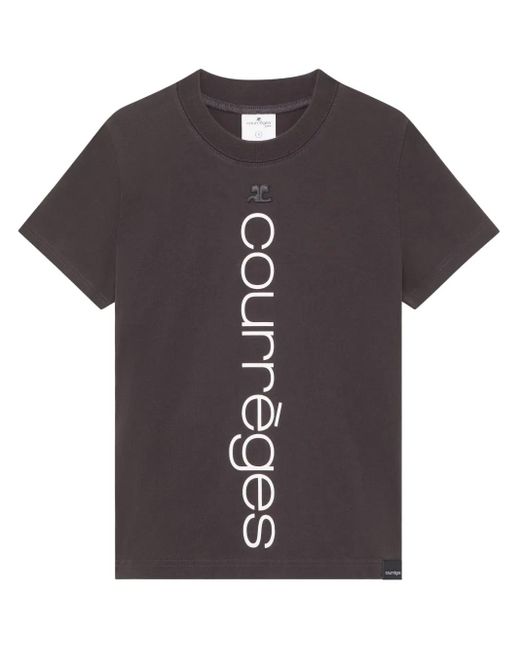 T-Shirt En Coton Biologique À Logo Imprimé Courreges en coloris Black