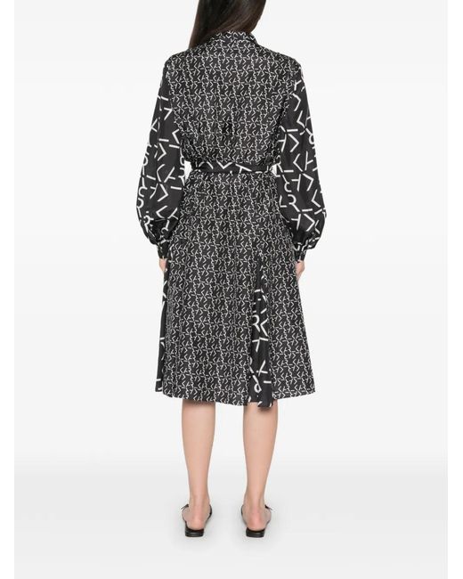 Karl Lagerfeld Gray Logo-Print Midi Dress