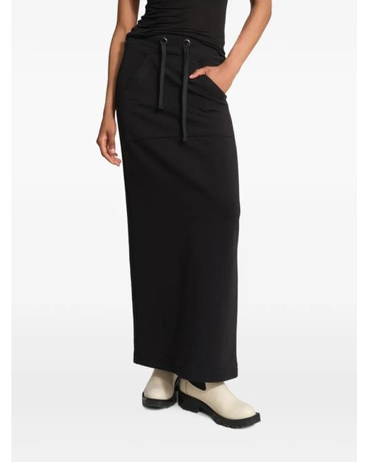 MARCELLA Black Medina Drawstring-Waist Maxi Skirt