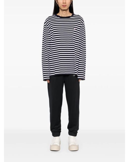 Maison Kitsuné Black Flash Fox Patch Sweatpants for men