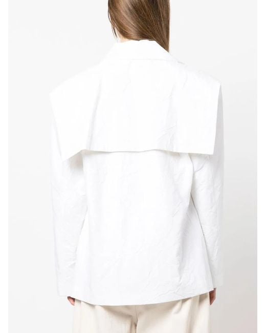Ioana Ciolacu White Deconstructed Double-Breasted Blazer