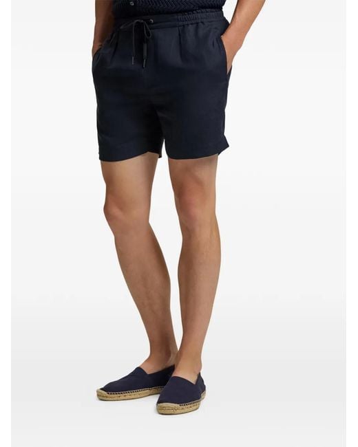 Ralph Lauren Blue Pleated-Front Drawstring Shorts for men