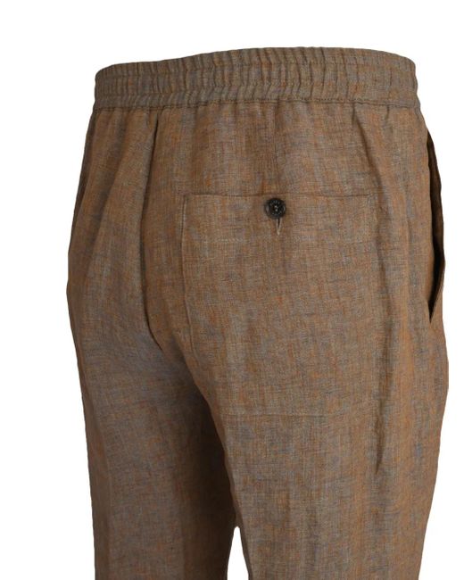 Altea Gray Elasticated-Waist Linen Trousers for men