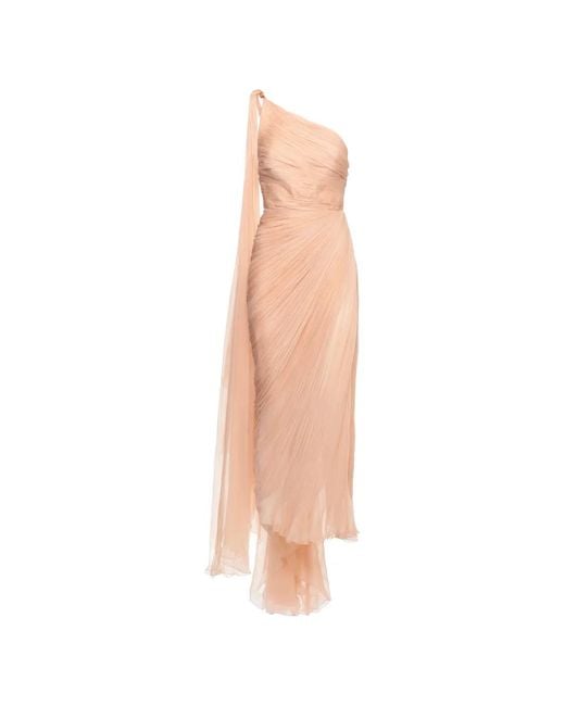 Maria Lucia Hohan White Florencia Plissé One-Shoulder Gown