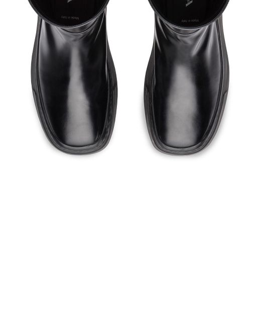 メンズ Prada レザーブーツ ブラック Lyst