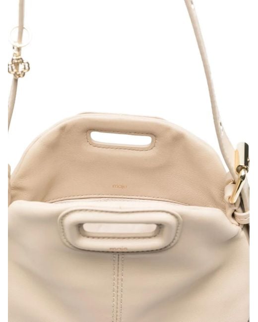 Maje Natural Mini Miss M Fringed Shoulder Bag