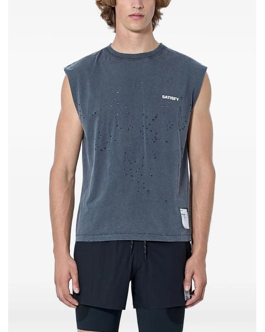 Satisfy Blue Mothtech Distressed T-Shirt for men
