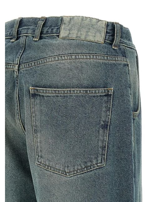 mfpen Blue Contrast Stitching Straight Jeans for men