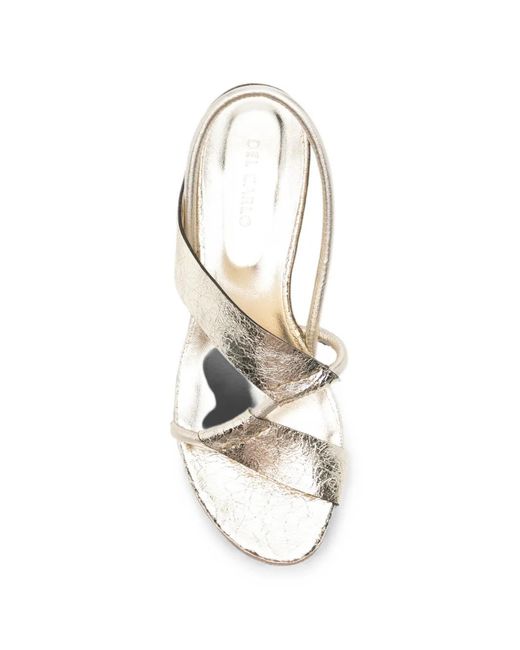 Roberto Del Carlo White Cracked-Effect Slingback Sandals