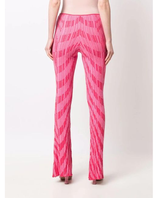 Philosophy Di Lorenzo Serafini Pink Intarsia-Knit Flared Trousers