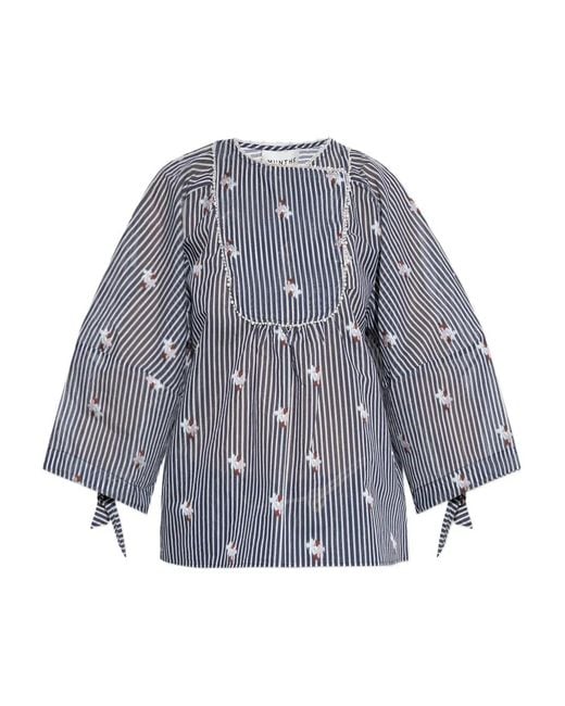 Munthe Gray Organic Cotton-Blend Blouse
