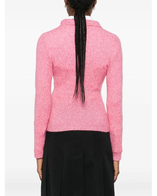 ShuShu/Tong Pink Polo-Collar Cardigan