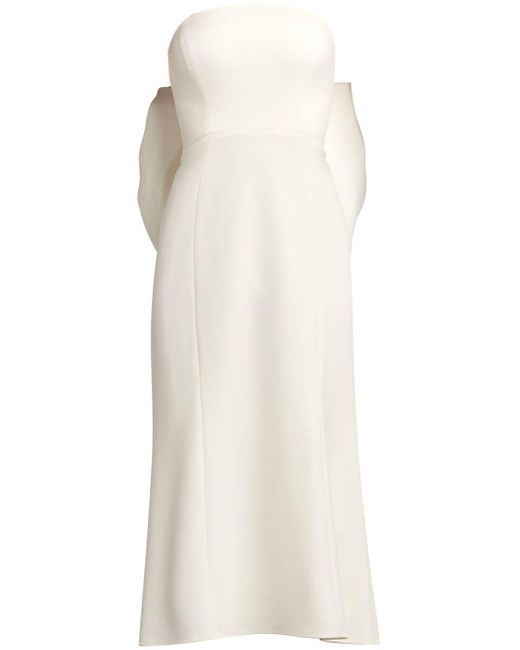 Tadashi Shoji White Parmer Bow Midi Dress