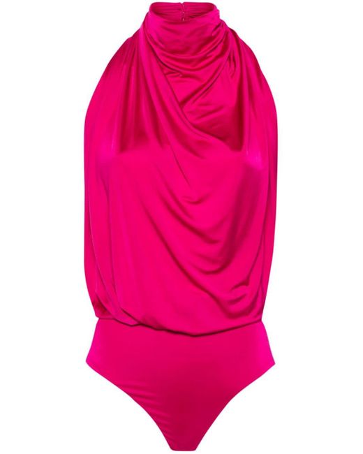 Alexandre Vauthier Pink Draped-detail Bodysuit