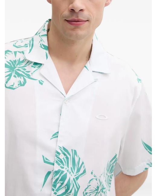 Oakley White Hibiscus Breeze Floral-Print Short-Sleeve Shirt for men