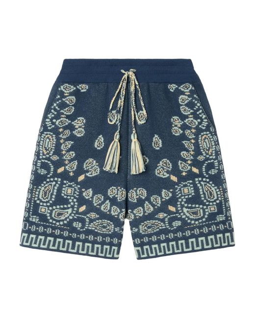 Alanui Blue Paisley-Pattern Shorts for men