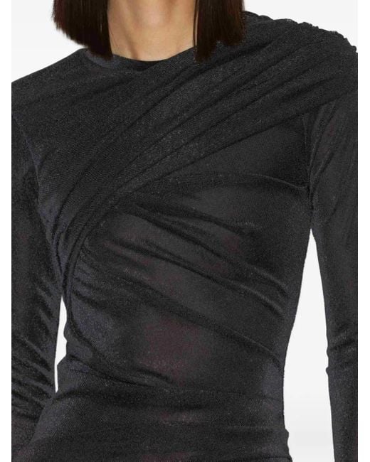 Isabel Marant Black Denise Draped Jersey Lame Minidress