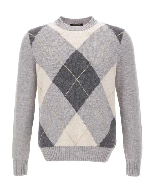 メンズ Gran Sasso Argyle-pattern Wool Sweater Gray